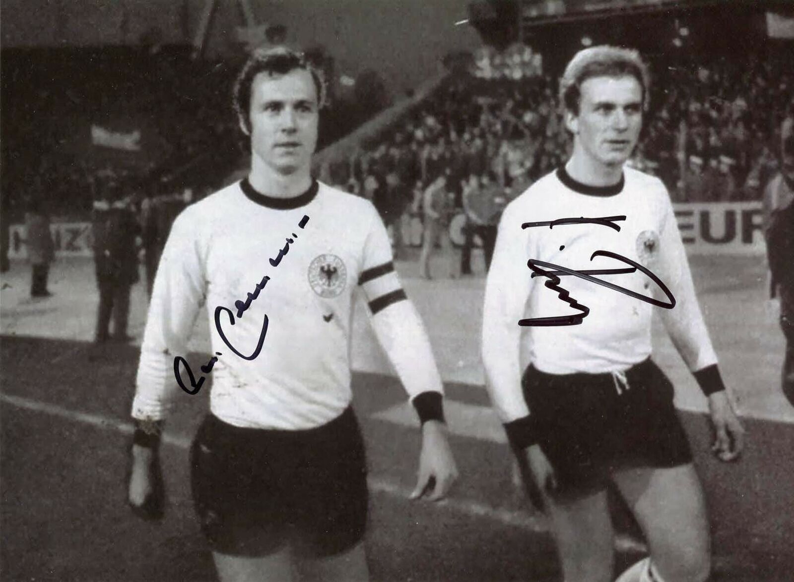 GERMAN SOCCER Franz Beckenbauer & Karl-Heinz Rummenigge autographs, signed Photo Poster painting