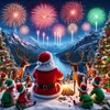Diamond Painting-DIY Full Round Drill Santa Claus Elk Fireworks(40*40 CM)