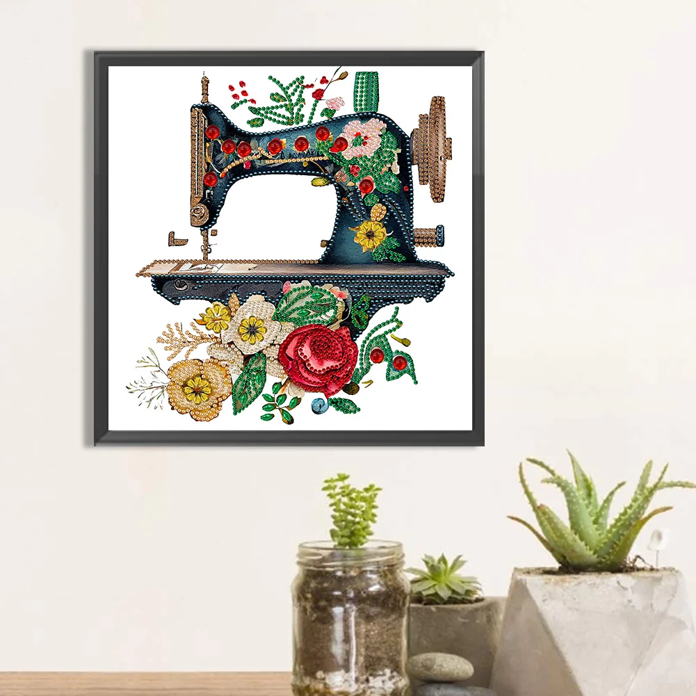 Diamond Painting - Partial Special Shaped Drill - Sewing Machine(30*30cm)