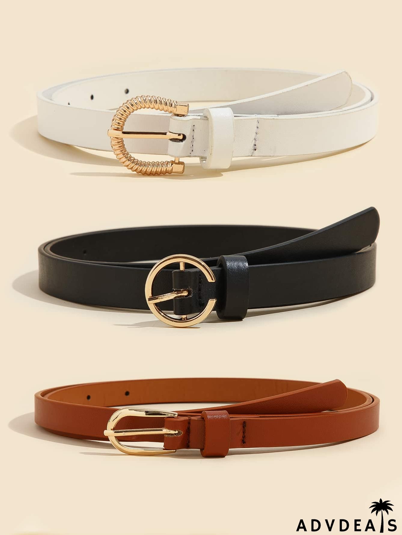 3pcs Metal Buckle Belt