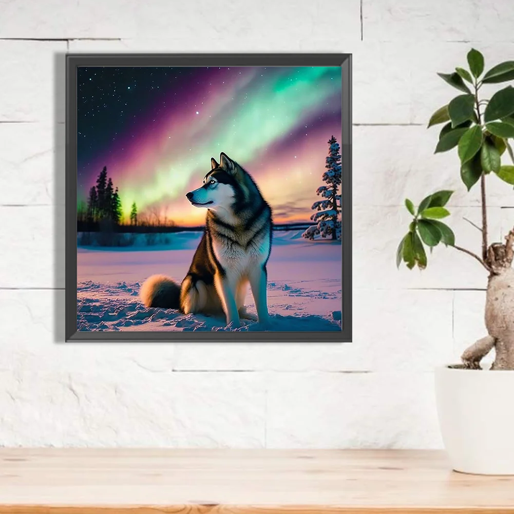 Diamond Painting - Full Round Drill - Aurora Snow Wolf(Canvas|40*40cm)