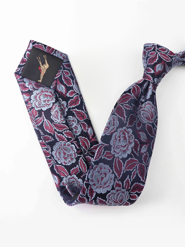 Cravate en soie bleu nattier à fleurs imprimées-Soie Plus