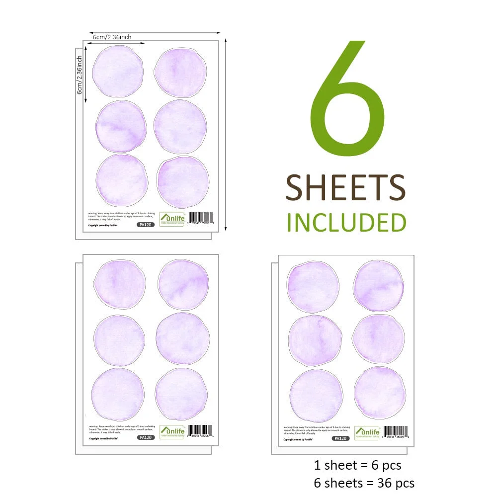 36 Pcs/Set Watercolor Dot Wall Stickers for Kids Rooms Decoration DIY Fade Resistance for Home Bedroom Decor