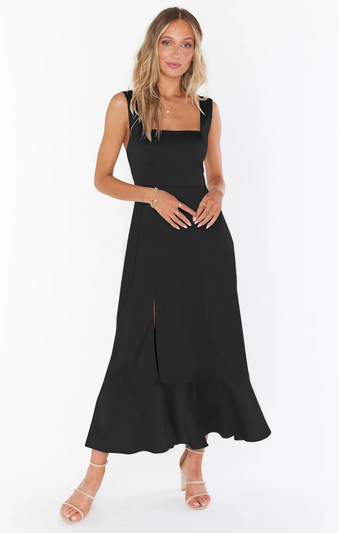 Brownm Elegant Fashion Women's Wear Rope Belt Temperament Dress High Skirt