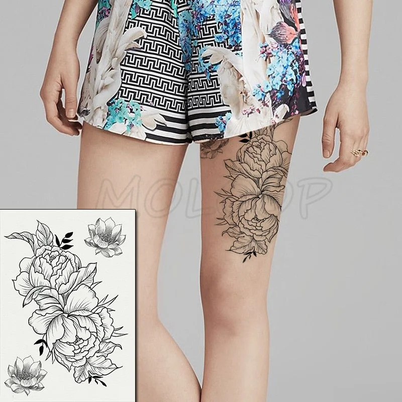 Temporary Tattoo Stickers Sexy Rose Heart-shaped Wreath Fake Tatto Waterproof Tatoo Back Leg Arm Belly Big Size for Women Girl