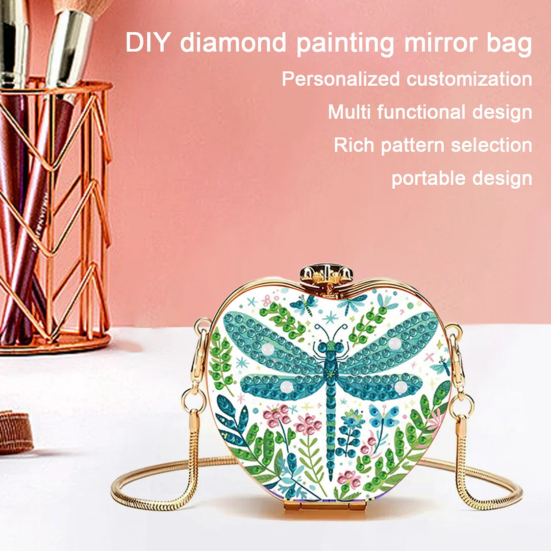 Dragonfly DIY Acrylic Love Art Diamond Painting Coin Purse with Chain for Women