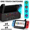 Switch dock card reader switcher [HDMI, 1080p, TV mode, 4 switches, 4 storage, 3 USB ports, 1 Type-C port] Switch multi-function dock, charging stand, cooling fan, heat dissipation measures, compatible with Switch/Switch Organic EL model (black) [parallel