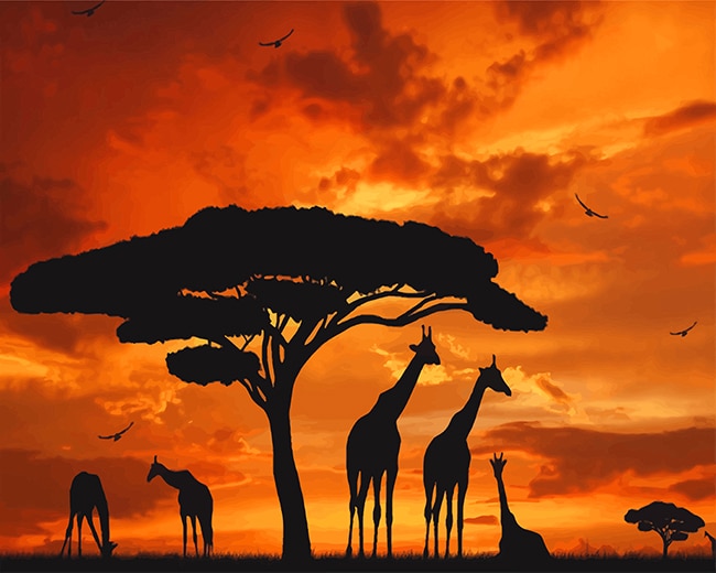 

Giraffes Silhouette Sunset – Paint By Numbers - 40*50CM, 501 Original