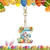 (US Only)PET Double Sided Special Shaped Easter Alphabet DIY Diamond Painting Keychain