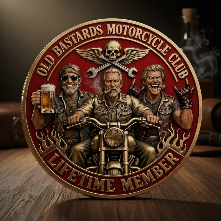 &ldquo;Old Bastards Motorcycles Club &ndash; I &hearts; Motorcycle,TITTIES & FREEDOM!&rdquo; COIN