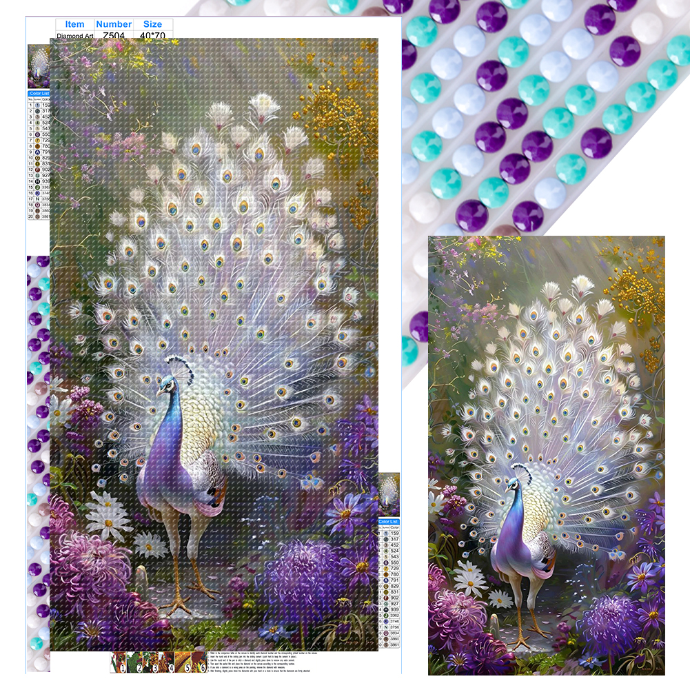 Peacock Scenery 40*70cm(canvas) full round drill diamond painting