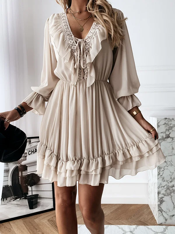 Gauze Loose Long Sleeves Mini Dress