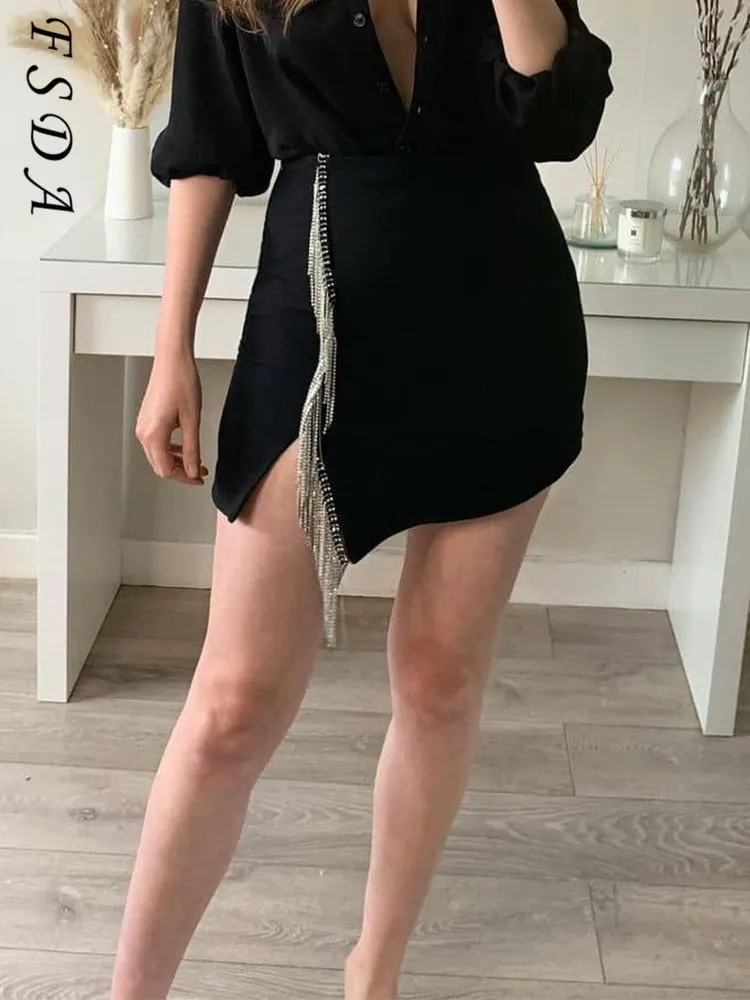 2022 Black Mini Bodycon Skirt Women Sexy Party Autumn Winter Casual Y2K Club High Waist Fashion Pencil Skirts Vintage