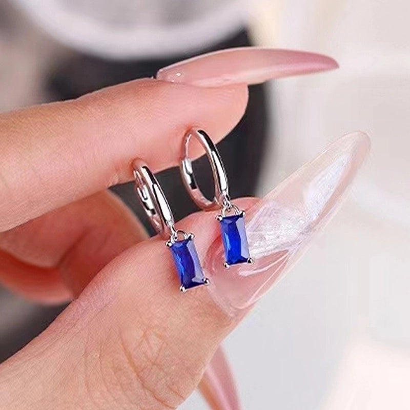 1 Pair White Gold Plated Gold Plated 925 Sterling Silver Zircon Geometric Drop Earrings