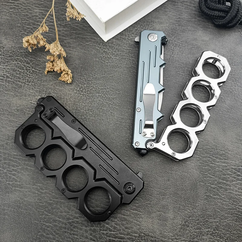 Fist Folding Knife, Sharp, High-Hardness Stainless Steel, Outdoor Self-Defense Folding Knife, Camping Multi-Functional Window-Breaking Knife