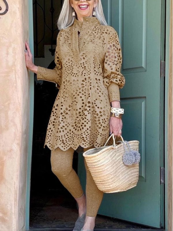 Hollow Long Sleeve Temperament Ladies Suit