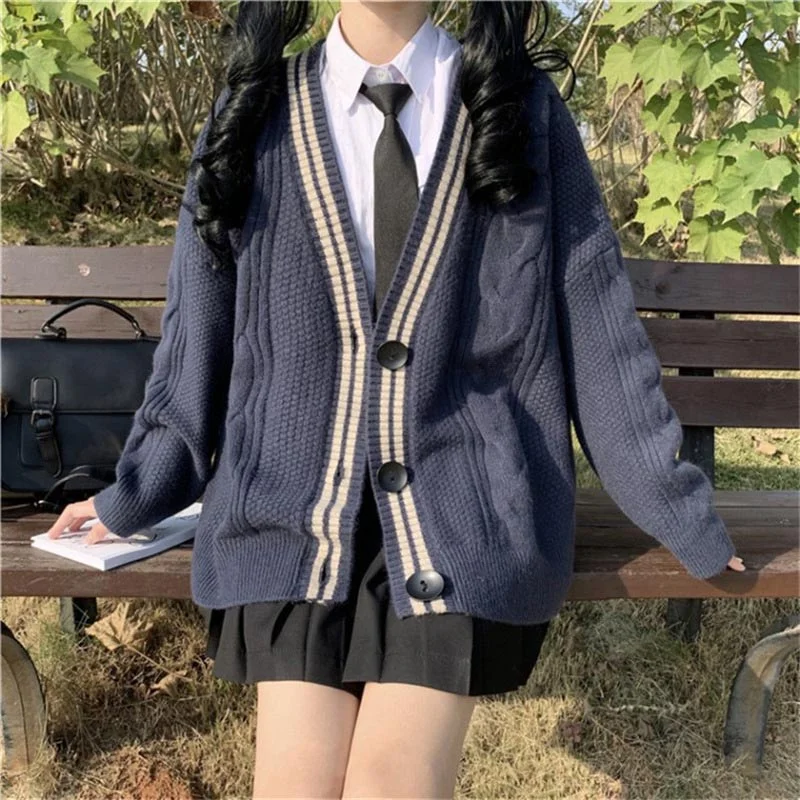 Uforever21 Japan School Sweater Spring Autumn V-neck Cotton Knitted Sweater JK Uniforms Cardigan Multicolor Student Girls Cosplay