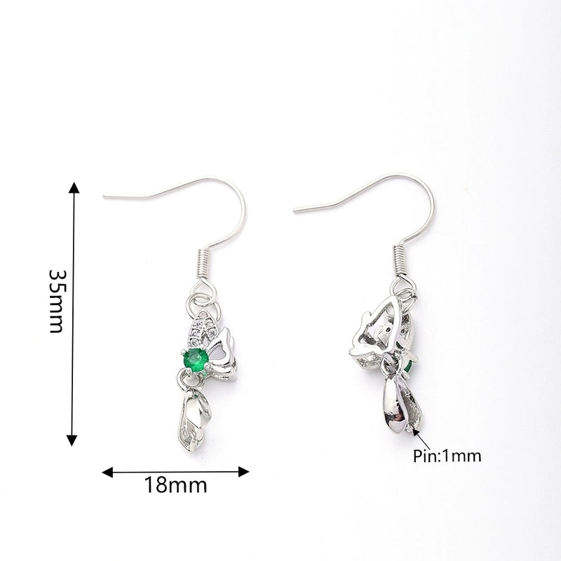 1 Pair/Package 34x18mm 35x18mm 36x18mm Copper White Gold Plated Leaves Heart Shape Crown Polished Hook Earring Findings Earring Findings