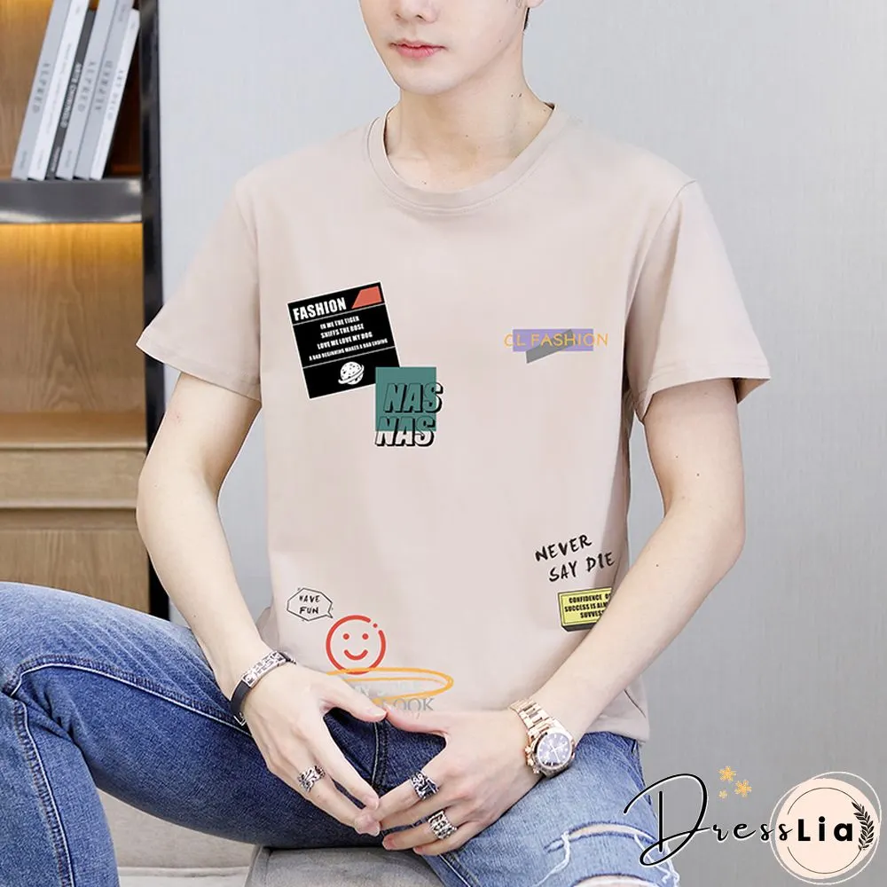 New Casual Summer 100% Cotton O-Neck T-Shirt Outwear Short Sleeve Tees Large Size M-4Xl Tshirt Youth Hip Hop Tops Clothing