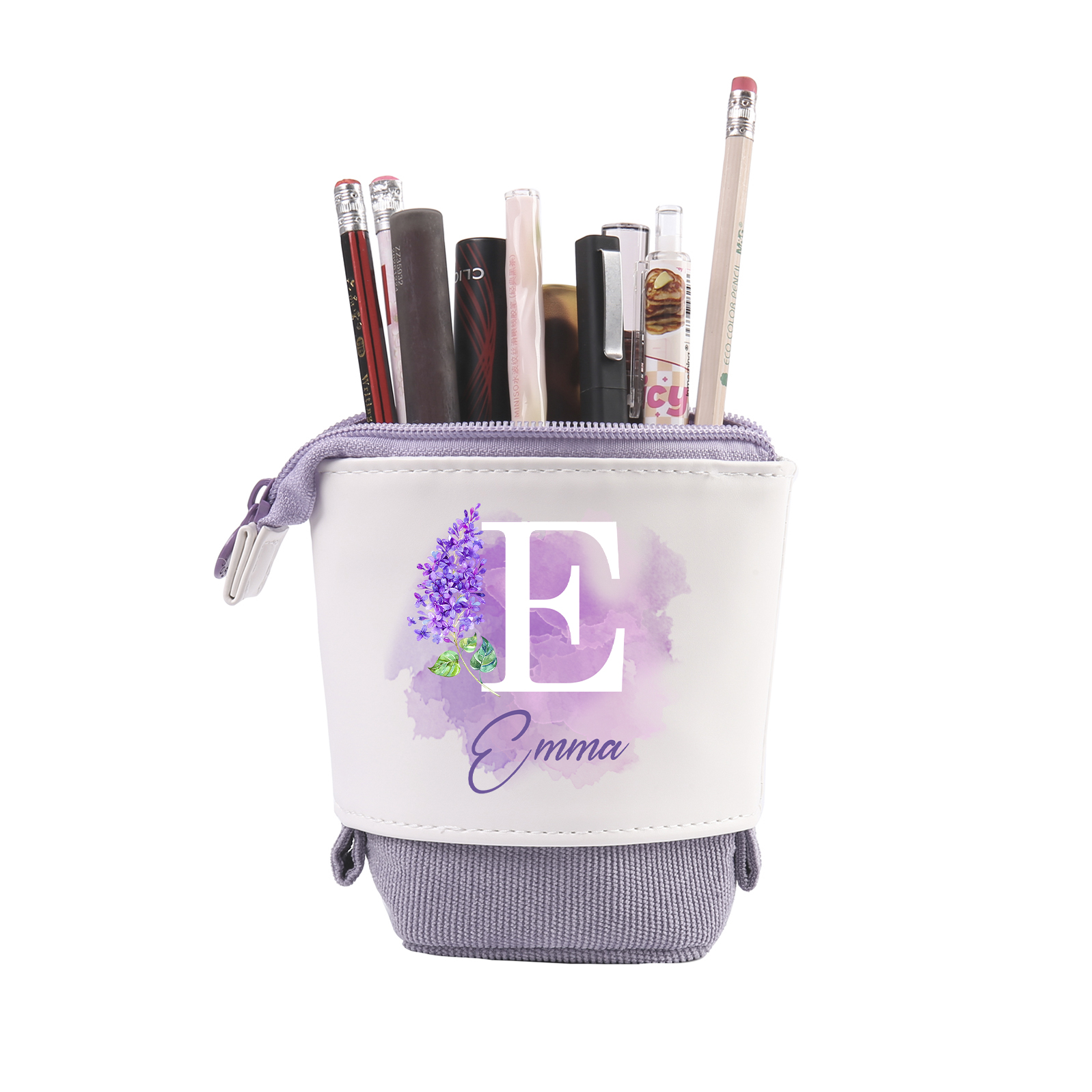 Personalised Pencil Case Custom Name & Letter & Birthday Flower Pen Pouch Back To School Gift for Kids-Jessemade AU