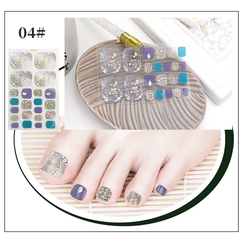 New Designs Full Cover Nail Stickers Fashion Flowers Nail Sticker Set Self Adhesive Manicure Decoracion Nail Strips-Nail Inspo