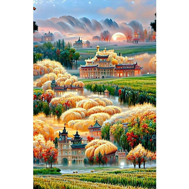 Fantasy Fairyland Landscape 18CT Stamped Cross Stitch (40*62CM) fgoby