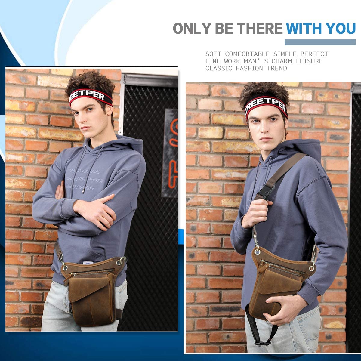 Genuine Leather Men's Drop Leg Pouch Tools Bags Tactical Leg Bag Purse Fanny Pack Thigh Bags Bike Cycling Hip Bag Waist Pack