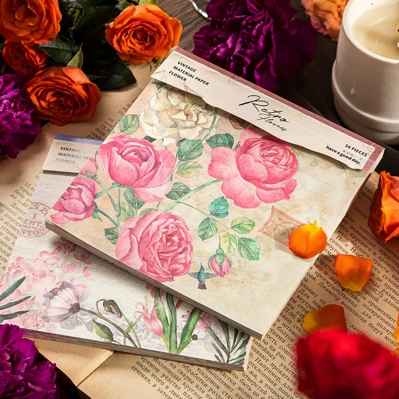 Material Paper - Floral Plant Vintage Tracing Paper Paper Pad