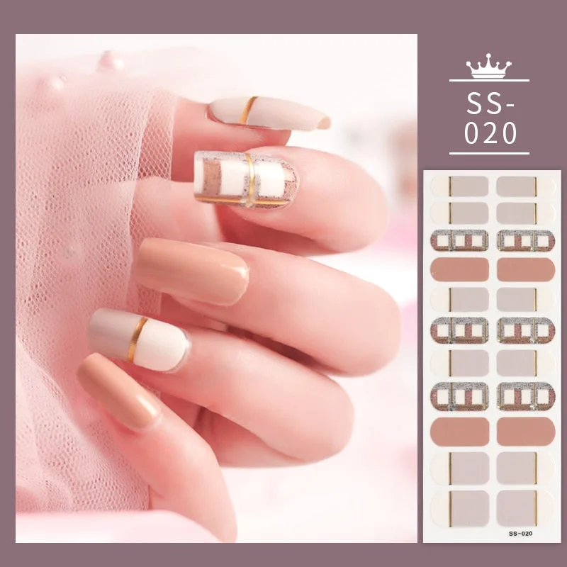 22Tips Colorful Nail Stickers Nail Accesoires Full Cover Stickers for Nails Self Adhesive Nail Art Nails Sticker Designer Shiny