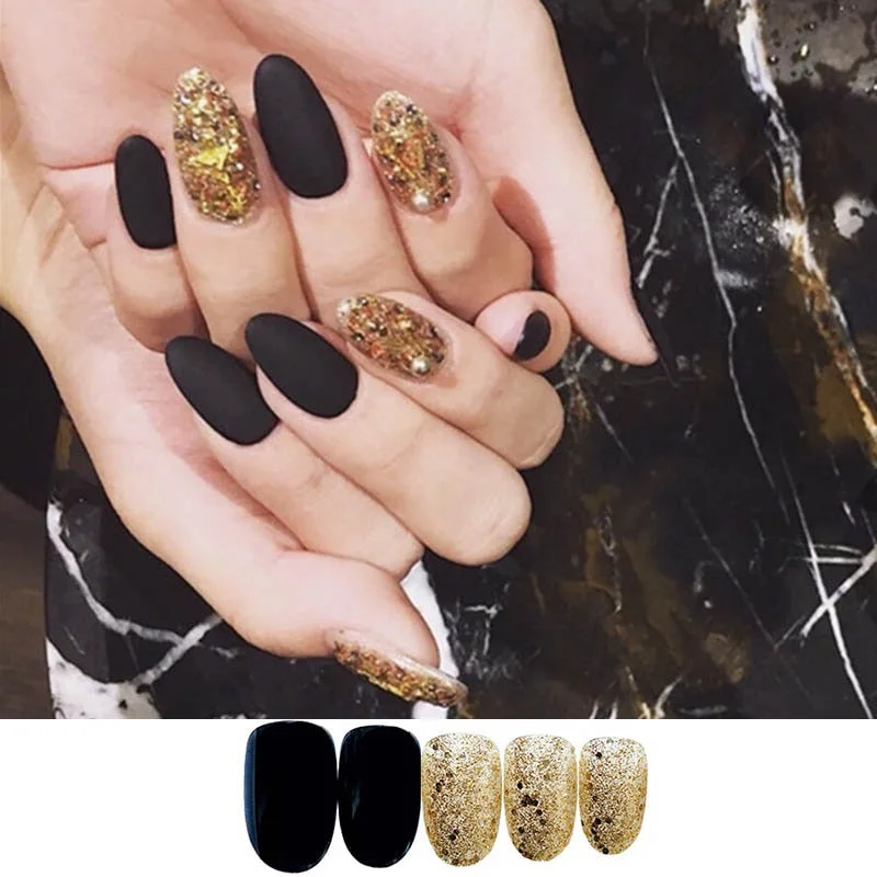 24pcs/set faux nails Accessories for women matte Pink False Nail with glue solid Color Short Square full cover press on nails-Nail Inspo