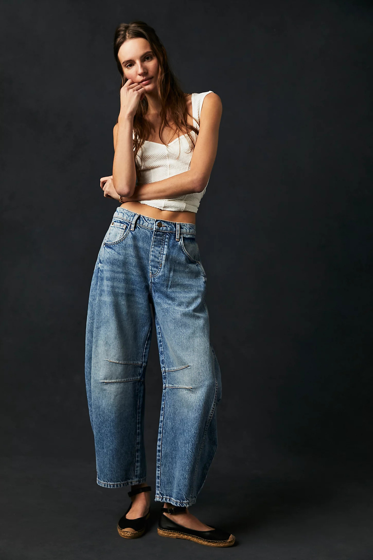 Gamintor EBay Spring, Casual Loose Mid-Waist Tubular Women's Jeans 16848