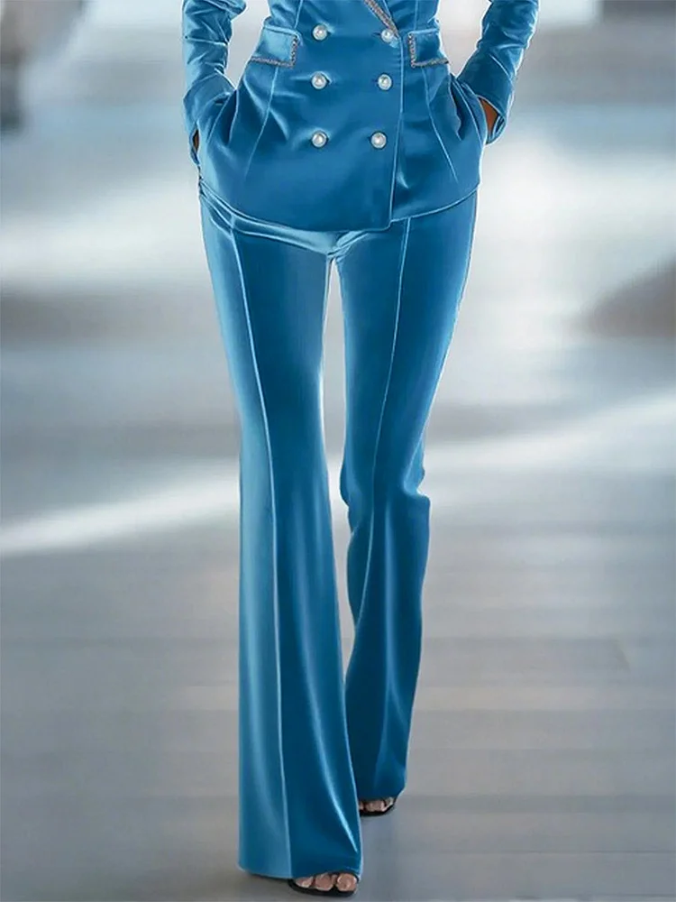 【24-hour shipping out】Casual Loose Retro Solid Color Velvet Flared Pants