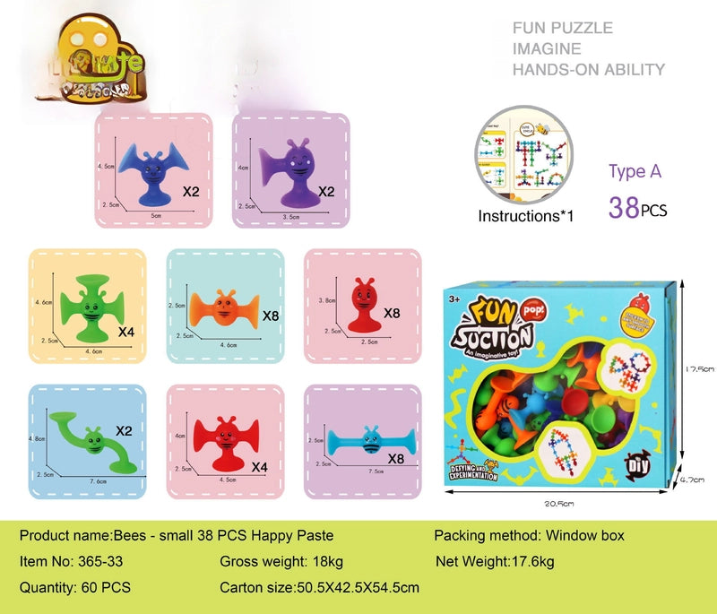 Hot Sale New Bee Sucker Varied Soft Building Blocks Suction Music Sticky Music Educational Children’s Toys