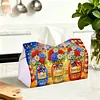 (24cm)Diamond Art Tissue Box DIY PU Napkin Cover for Home(god bless america)