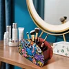 (US Local)DIY Gem Owl Design Wooden Diamond Painting Makeup Brush Storage Box Organizer