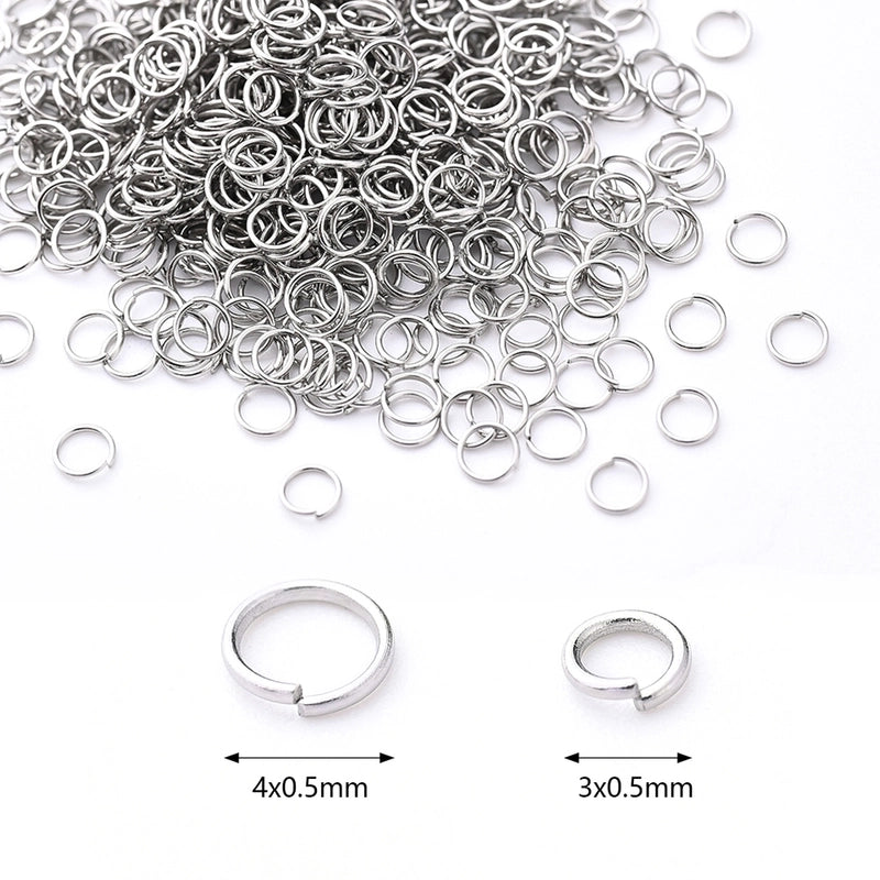 500 Pcs/Package 3x0.5mm 4x0.5mm Hole 2~2.9mm Hole 3~3.9mm 304 Stainless Steel Circle Simple Solid Color Polished Open Jump Rings