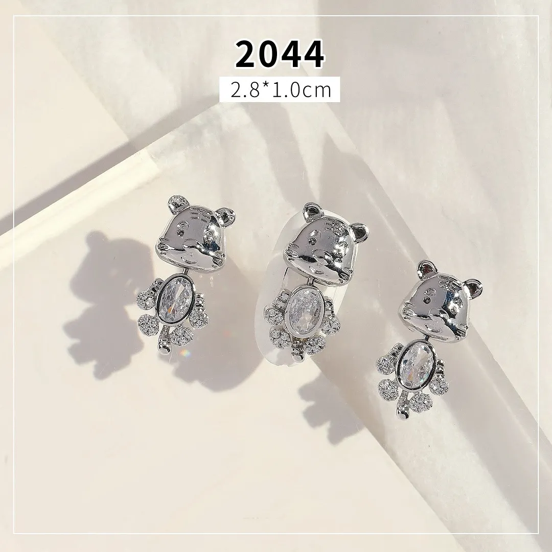 Nail Rhinestones Gold Silver 3D Luxury Tiger Designs 3Pcs/Set Exquisite Alloy Zircon Jewelry Decoration Beauty Salons-Nail Inspo