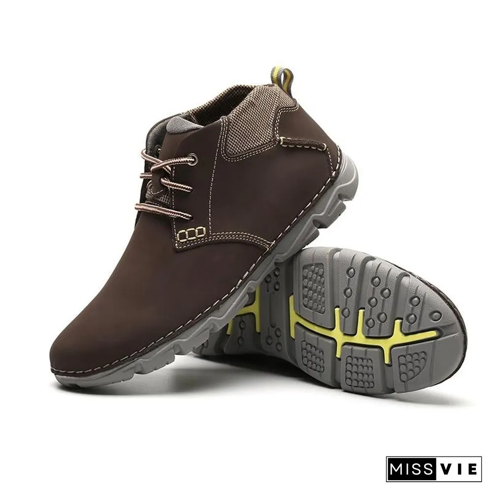 Men Ankle Boots Fashion Men Shoe Vintage Style Leather Male Outdoor Casual Boots Work Footwear