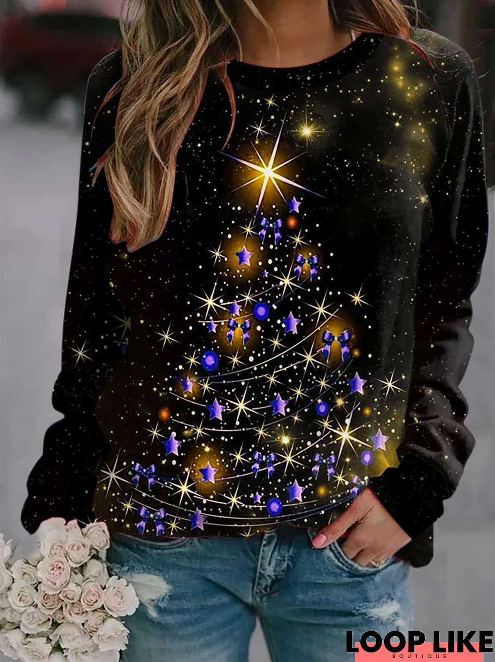 Christmas Crew Neck Casual Loose Sweatshirt