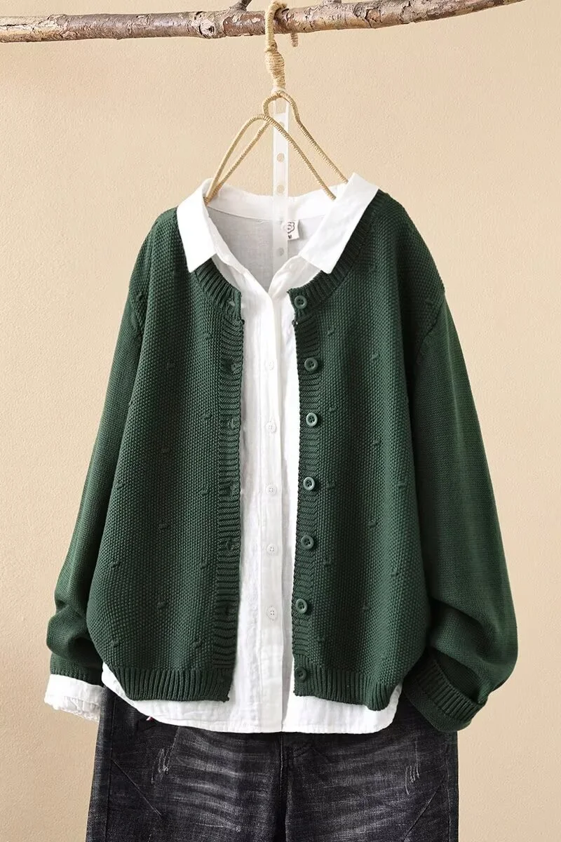 Chicfifth Sweater Women Winter Long Sleeve High Quality Autumn Vintage Top Knitted Cardigan