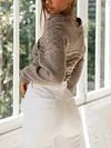 Irregular Clipping Jacquard Long Sleeves Sweater Tops