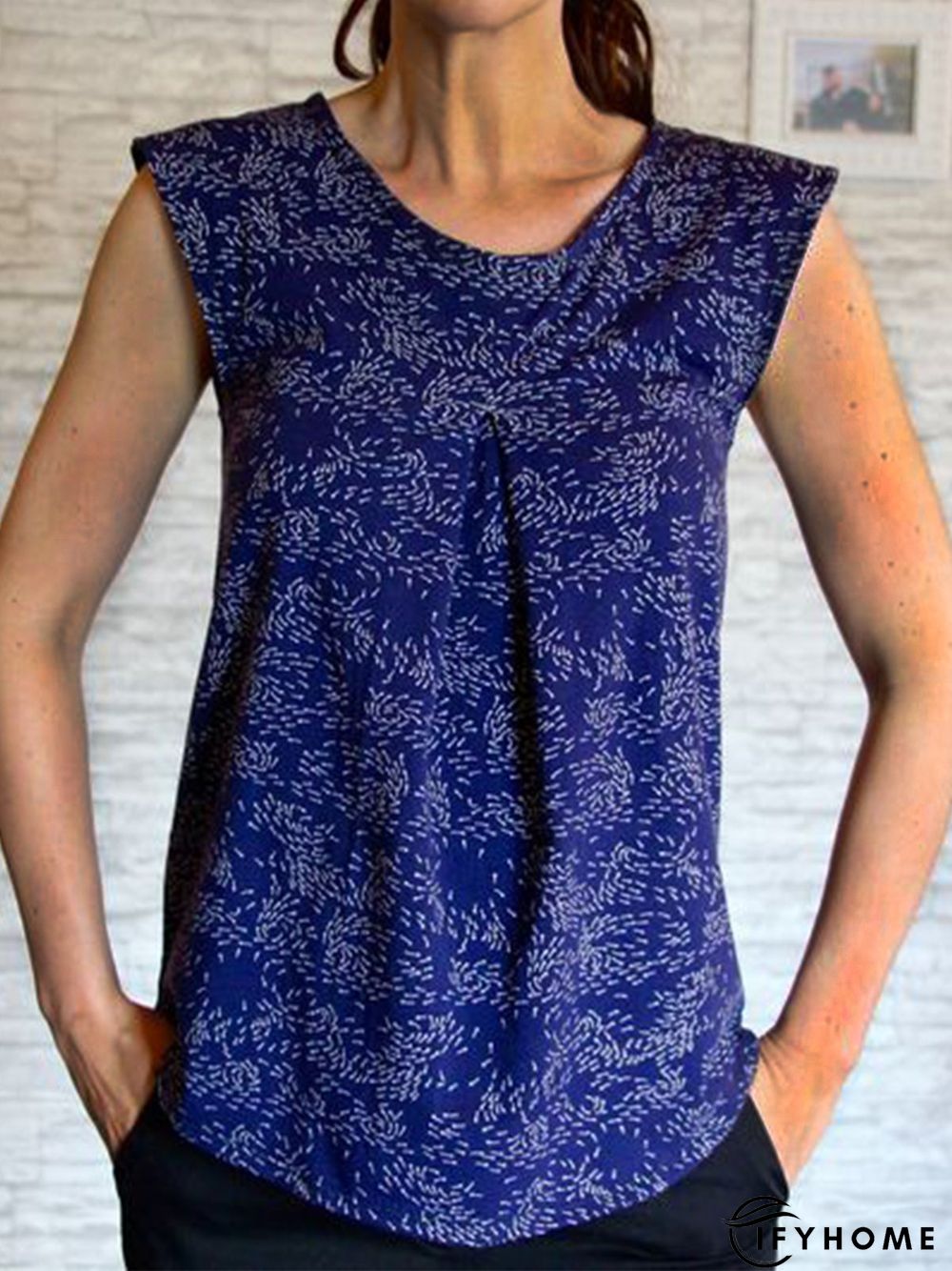 Crew Neck Polyester Fibre Loose Tanks & Camis | IFYHOME