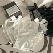 Ddmcloud Women's Lace Panties Girly Cute Ruffled briefs lingerie Elastic Thin Translucent Low-waist Sexy Underwear