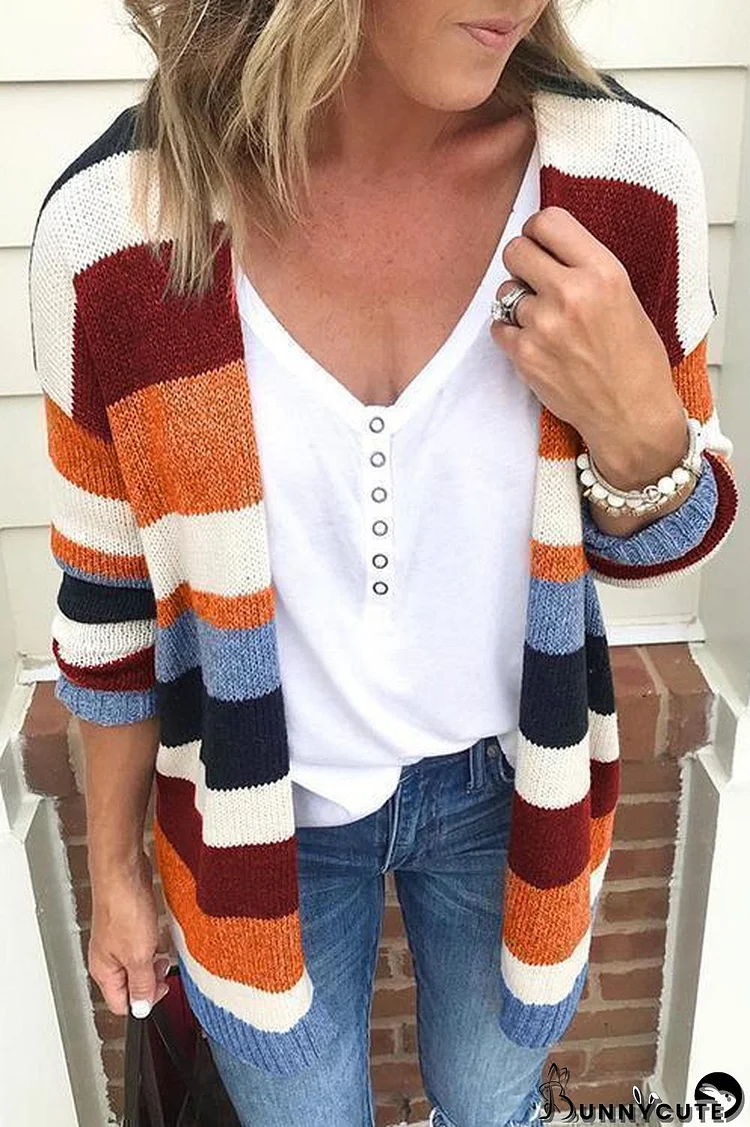 Rainbow Striped Sweater Cardigan