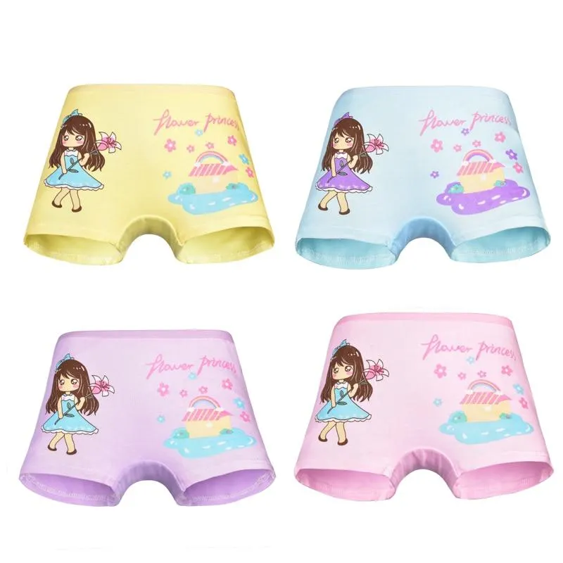 4 Pieces/Lot 2-12Y Children Underwear High Quality Cotton Girls Panties Cute Cat Pattern Kids Boxer Briefs Child Soft Girl Pants