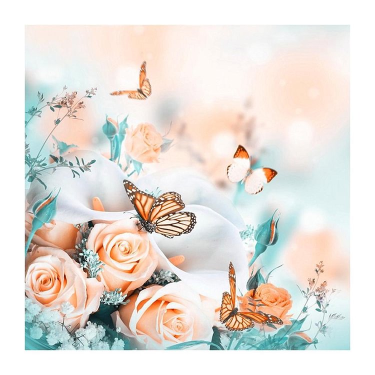 Peinture de diamant - Full Round - Fleur Papillon
