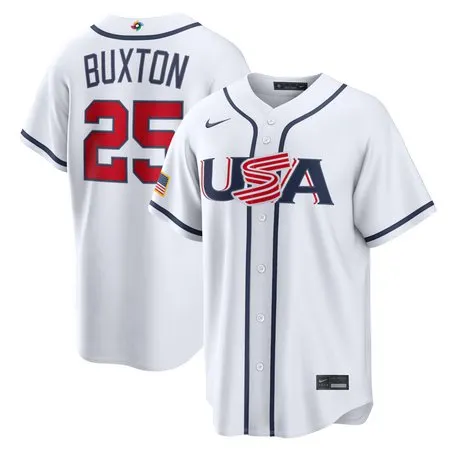 Youth USA Baseball #25 Byron Buxton White 2026 World Baseball Classic Home Stadium Jersey