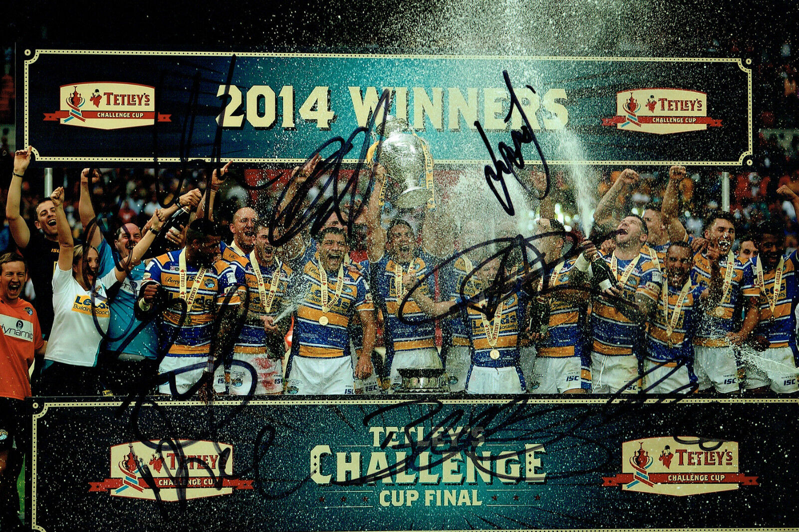 Leeds Rhinos 2015 Squad Signed Rugby League Autograph 12x8 Photo Poster painting AFTAL COA