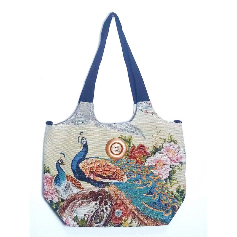 Women’s Large Canvas Elephant Ethnic Style Square Zipper Shoulder Bag