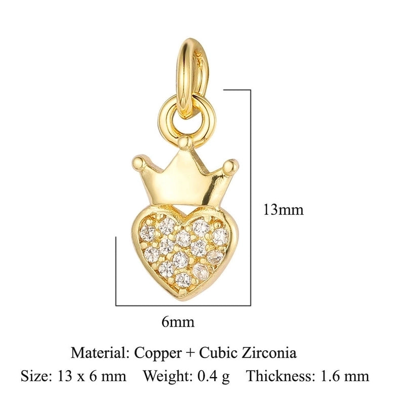 3 Pieces Copper Zircon 18K Gold Plated Pentagram Heart Shape